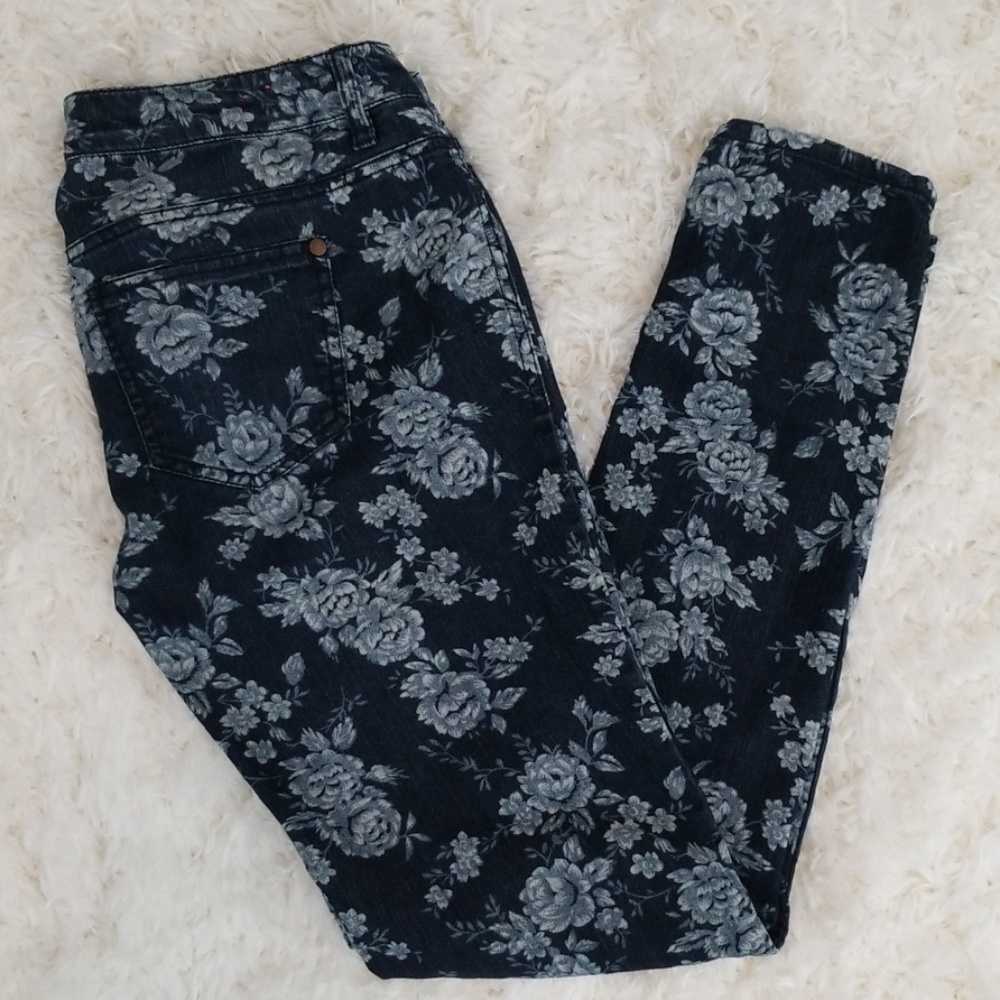 Floral Denim Couture Blue Jeans